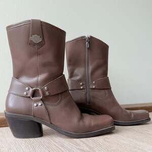 Harley-Davidson Women's Brown Leather Harness Boots, Size 8